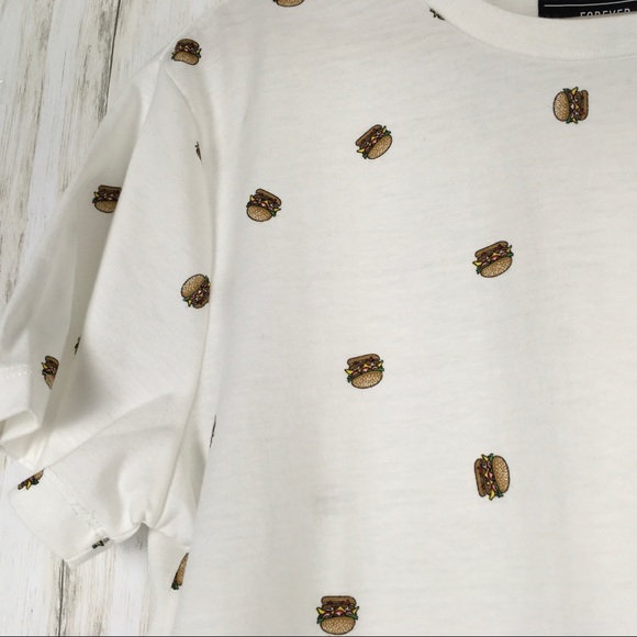 Forever 21 Men Hamburger Short Sleeve T Shirt - Picture 2 of 5